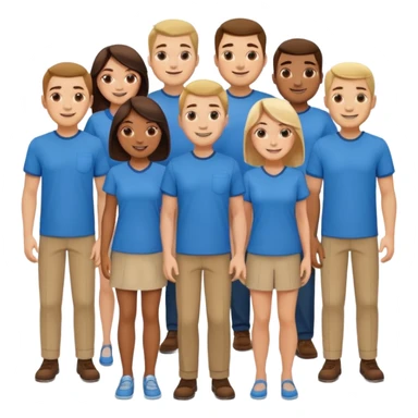 emoji siete personas cuerpo completo hombres y mujeres con camisa azul sticker