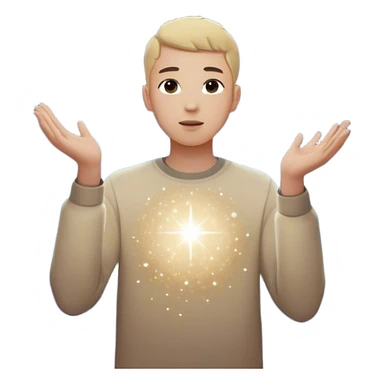 A young man stands in a vast, starry universe, surrounded by floating particles of light. Each particle represents a choice, a moment, a memory—his personal universe. He reaches out, touching one, knowing that everything he does stays in this space forever. universe around him sticker