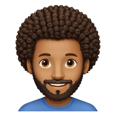 brown skin man with beard and a tiny curly  Afro fade with dark dark brown eyes  sticker