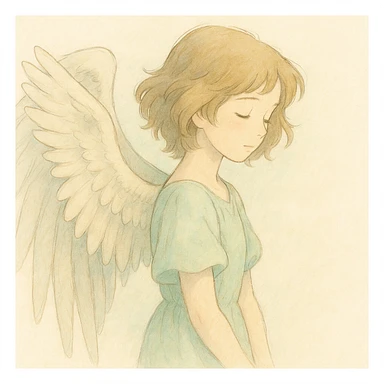 angel wings, ghibli style, soft shading, ethereal, gentle colors, minimal background sticker