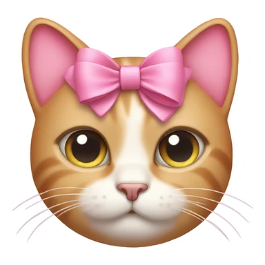 Pink cat with a bow in hair sticker