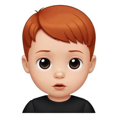 baby blunt  boy with reddish blunt hair with black dress sticker