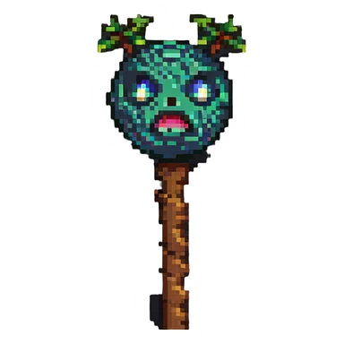 log with eyes holding a stick sticker