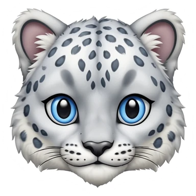 Deformed cute Snow leopard-Eyes are long and blue sticker