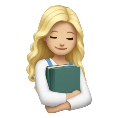 A white blonde girl hugging a pile of books sticker