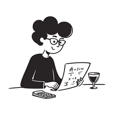 grandma with short curly black hair doing math sticker