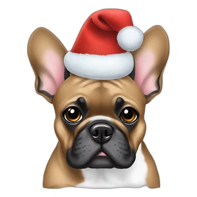brindle frenchie christmas hat sticker