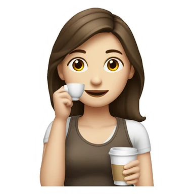 Pale brunette girl drinking coffee sticker