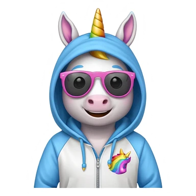 Unicorn with sunglasses and a hoodie sticker