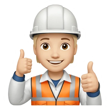 Cara de persona con casco blanco inginierl civil con pulgar arriba sticker