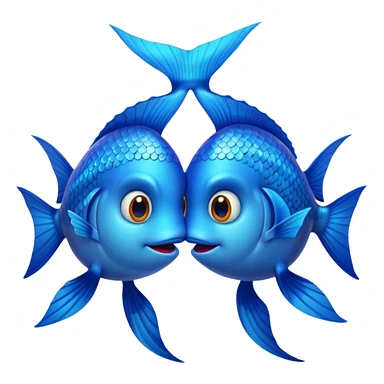 two blue fishes kissing sticker