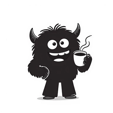 a coffee monster, hand drawn doodle style sticker