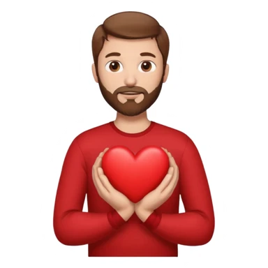 Man with brown hair & beard holding heart in his Arm  sticker