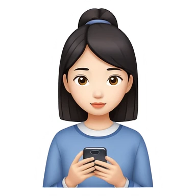  An Asian girl looking at her phone sticker