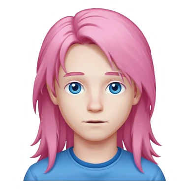 young guy with pink long hair sticker