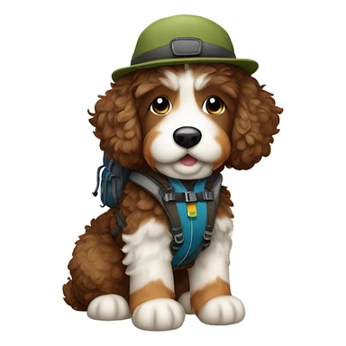 Bernedoodle dressed as hiker sticker