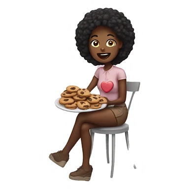 Black woman with love eating cookie sticker