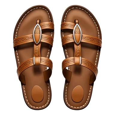 generate an ios genmoji of a kolhapuri chappal (brown) sticker