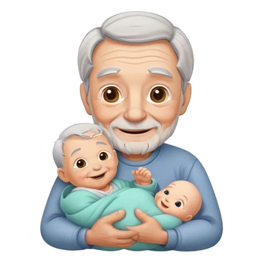 Old man with a baby sticker