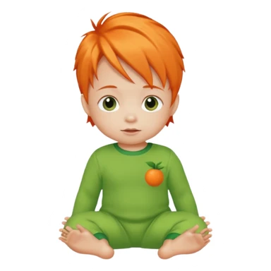 orange hair baby green outfit sticker