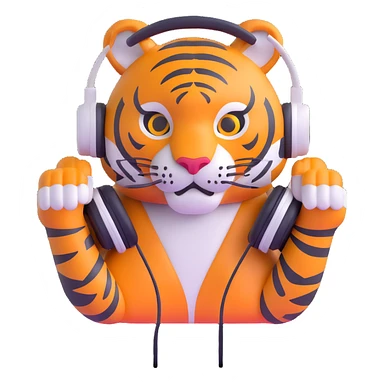 minimalist tiger wearing headphones sticker