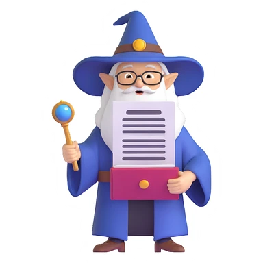 wizard holding documents sticker