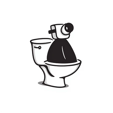 skibidi toilet character from the meme, toilet with camera head sticker