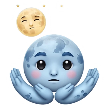 grumpy moon with arms crossed and stars orbiting sticker