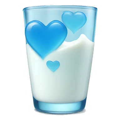 Blue heart glass with milk sticker