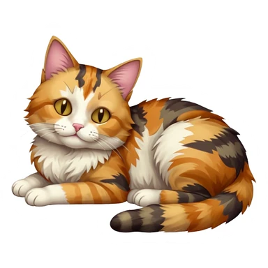 full body colourful light patched calico tabby cat with hazel eyes sleeping sticker