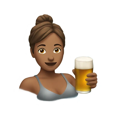 Woman in hot tub with beer sticker
