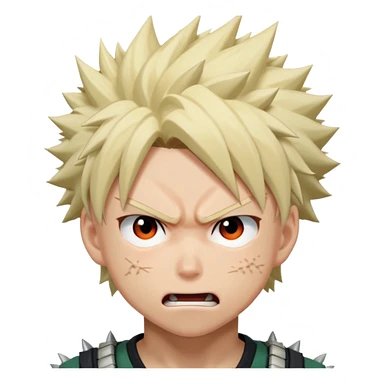 Bakugo Katsuki from My Hero Academia with spiky blonde hair and angry expression sticker