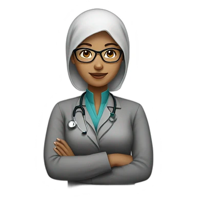 women muslim with black glasses and she is a doctor sticker