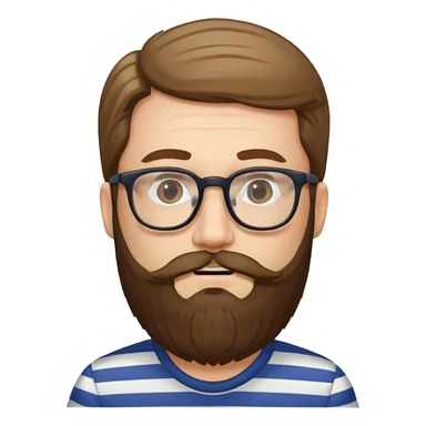 glasses man with long beard and striped shirt sticker