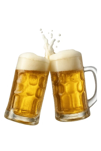 2 drink che fanno brindisi di birre senza mani realistiche sticker