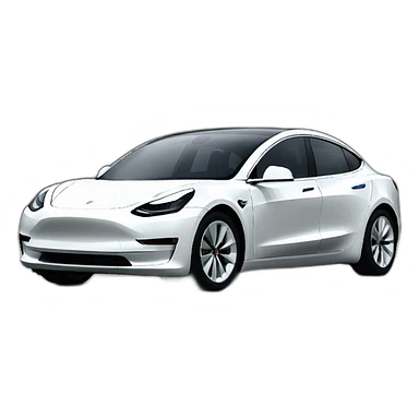 front view of a white tesla model 3 sticker