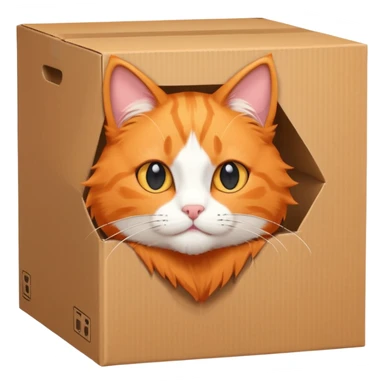 cat head showing out from a box, make it look like a anime character cat that is orange cat sticker