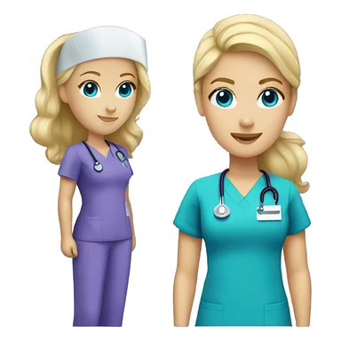 white woman nurse blonde with blue eyes purple scrubs sticker