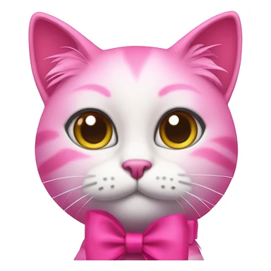 Hot pink cat with long eyelashes and a bow around her neck sticker