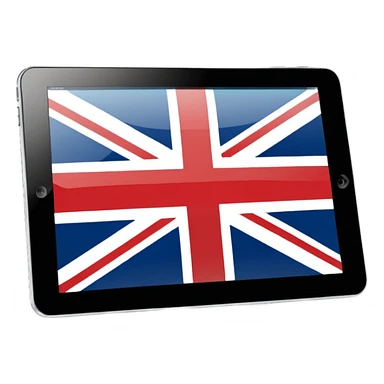 iPad tablet with English flag sticker