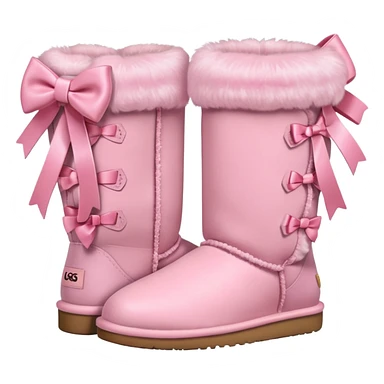 realistic pastel pink uggs with bows on the back sticker
