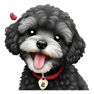 ￼black maltipoo playing  sticker