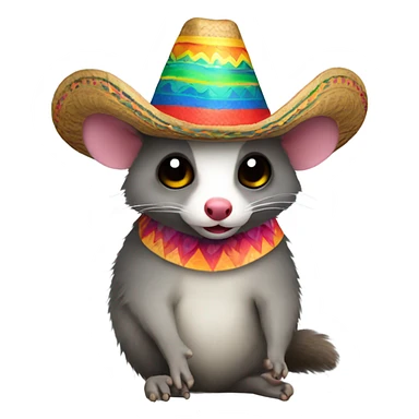 Possum with colorful sombrero sticker