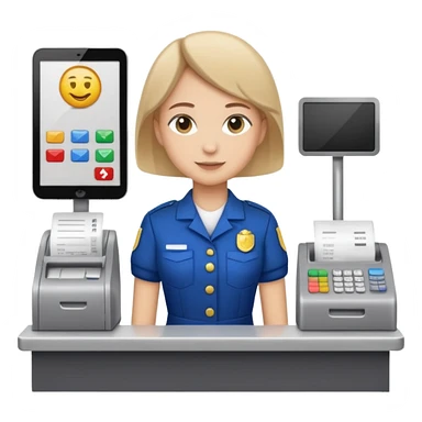 cashier behind the register full body sticker