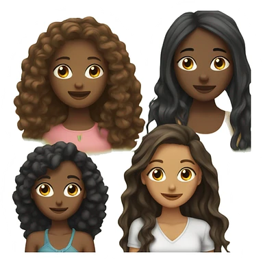 2 black girls and 1 brunette frriends with long hair sticker