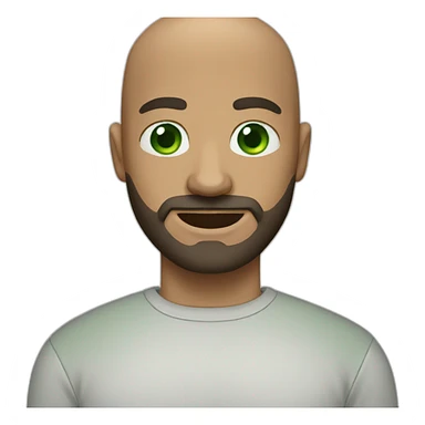 bald man with beard green eyes sticker