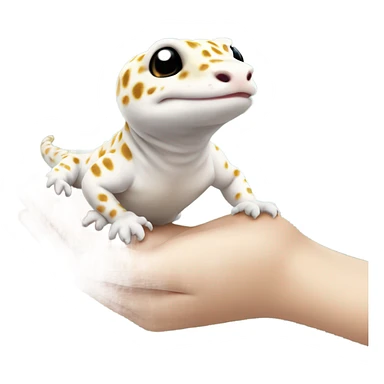 White leopard gecko in hand sticker