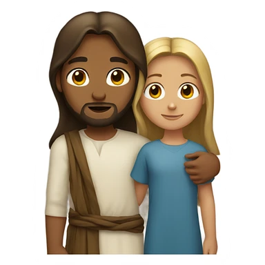 Girl  standing by Jesus sticker