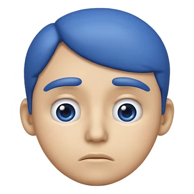 Blue emoji keeping hand in lip sticker