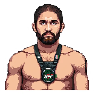 Islam Makhachev MMA fighter with beard and serious expression, UFC champion sticker